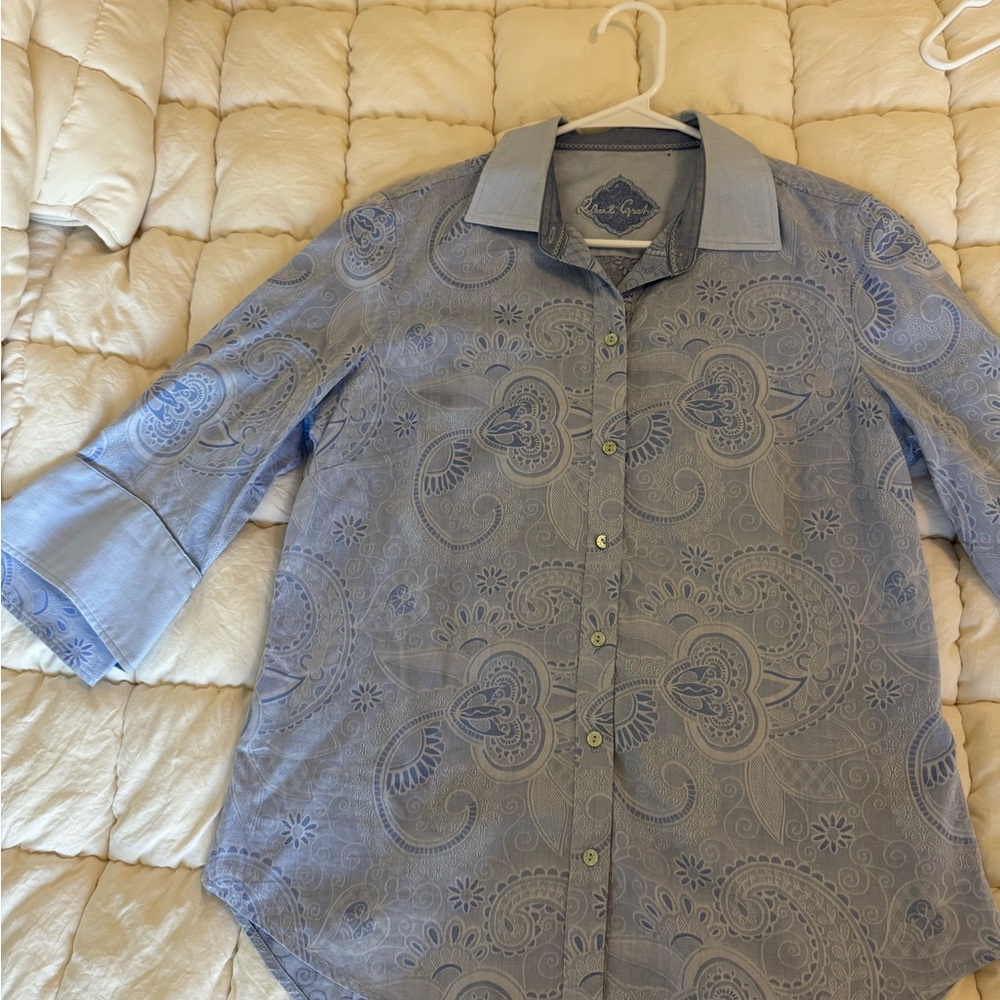 Robert Graham Light Blue Paisley Blouse